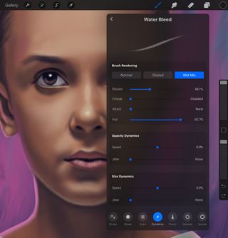 Select Wet Mix to access the wet brushes in Procreate 4