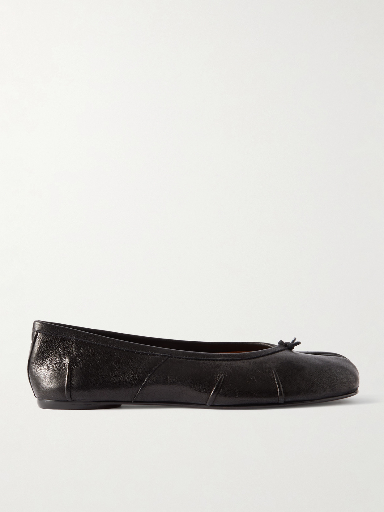 Tabi Split-Toe Textured Leather Ballet Flats