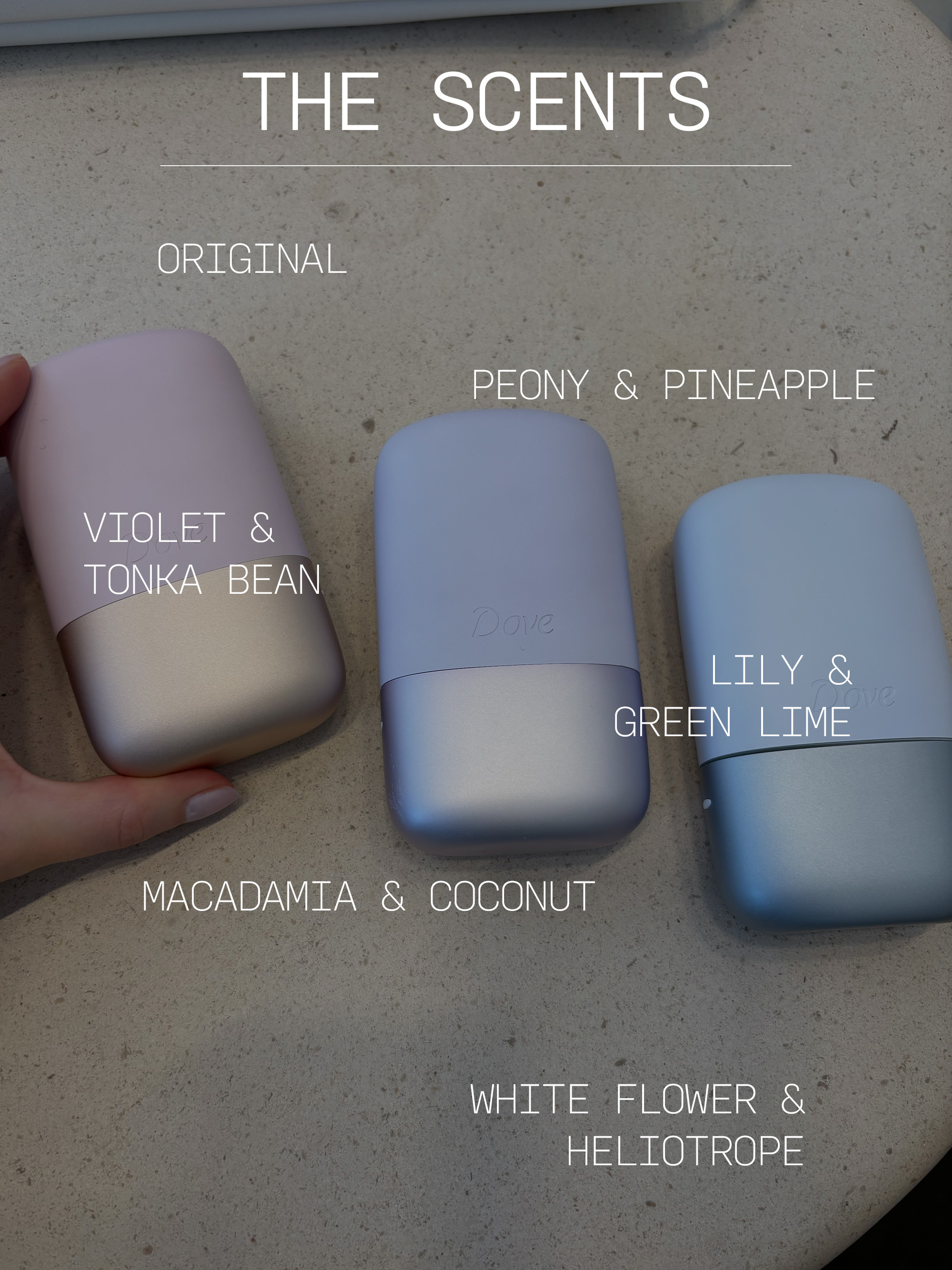The Dove refillable antiperspirant scents