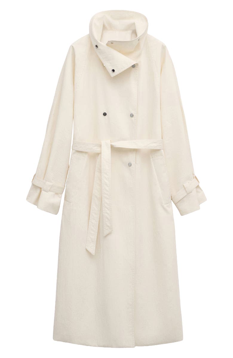 Funnel Neck Oversize Cotton Blend Trench Coat