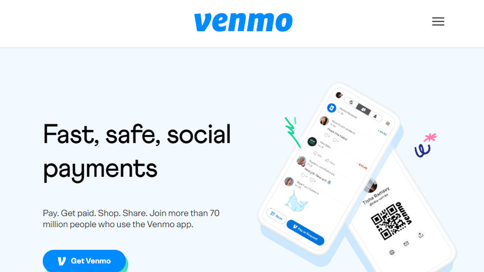 Website screenshot of Venmo