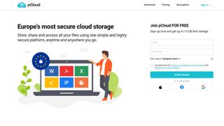 Website screenshot for pCloud.