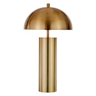 A gold table lamp