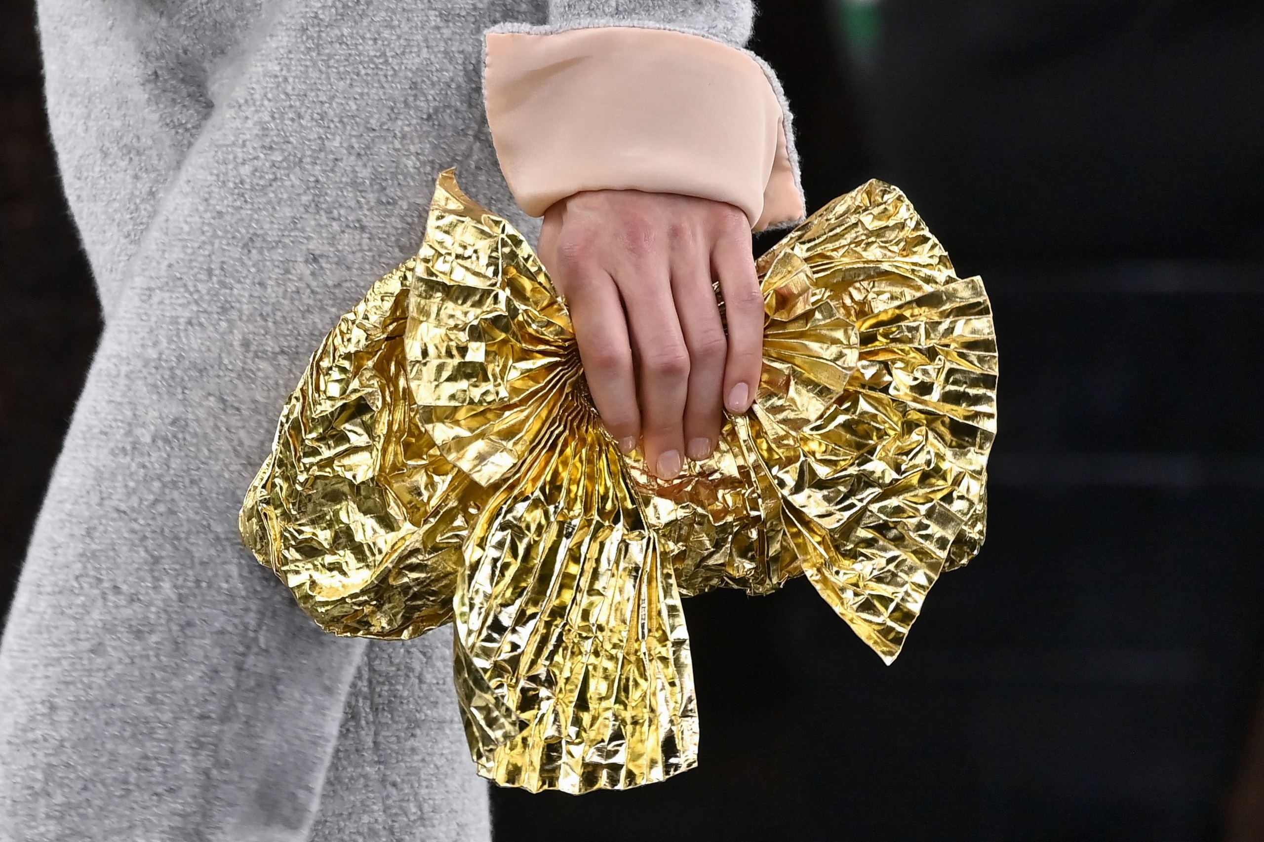 Dior Evening Bag on Runway in gold metal
