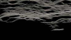 A data visualization showing the mountainous area west of Nobile Crater and the smaller craters that litter its rim at the moon&rsquo;s south pole. The Nobile region &mdash; the landing site for NASA&rsquo;s ice-hunting VIPER rover &mdash; features areas permanently covered in shadow as well as areas that are bathed in sunlight most of the time. 
