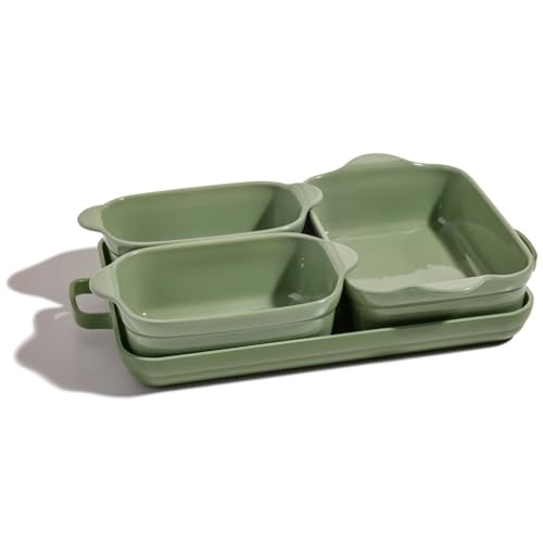 Our Place Bakeware Set | 5-Piece Nonstick, Toxin-Free, Ceramic, Cast Aluminum Set With Oven Pan, Bakers, &amp;amp; Oven Mat | Space-Saving Nesting Design | Oven-Safe | Bake, Roast, Griddle and More | Sage