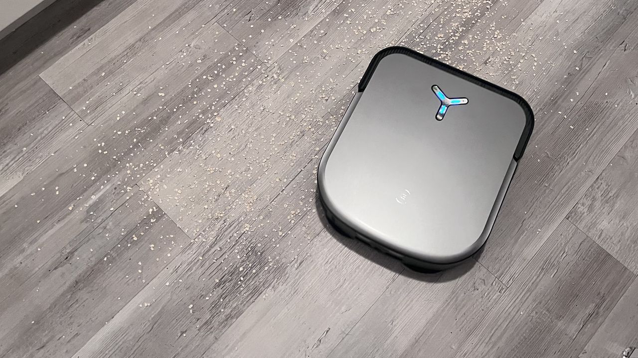 The DEEBOT X2 OMNI attempting to clean up oats