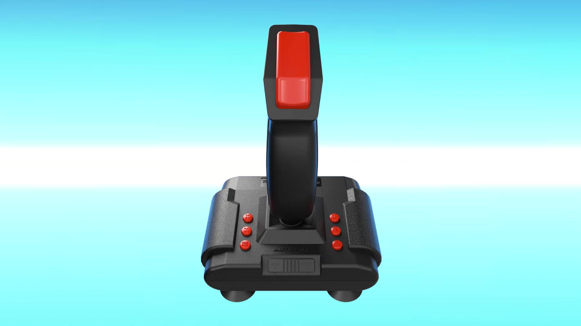 Quickshot II joystick with blue backdrop.