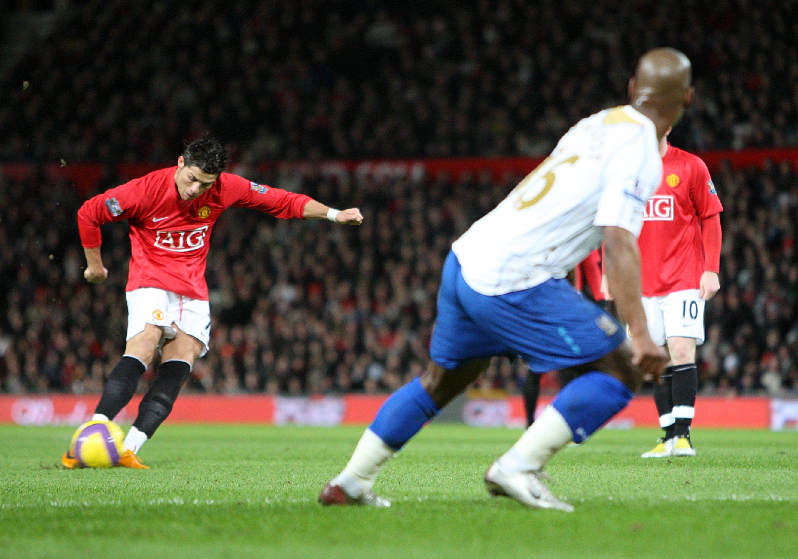 Cristiano Ronaldo scores a free-kick for Manchester United (PA)