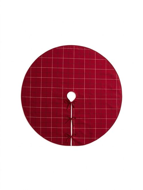 Red Checked Cotton Christmas Tree Skirt
