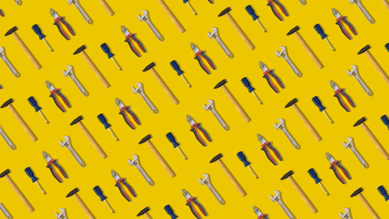 Tools on yellow background