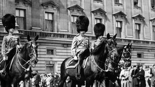 King George V at Trooping the Colour ceremony in London with his eldest sons
