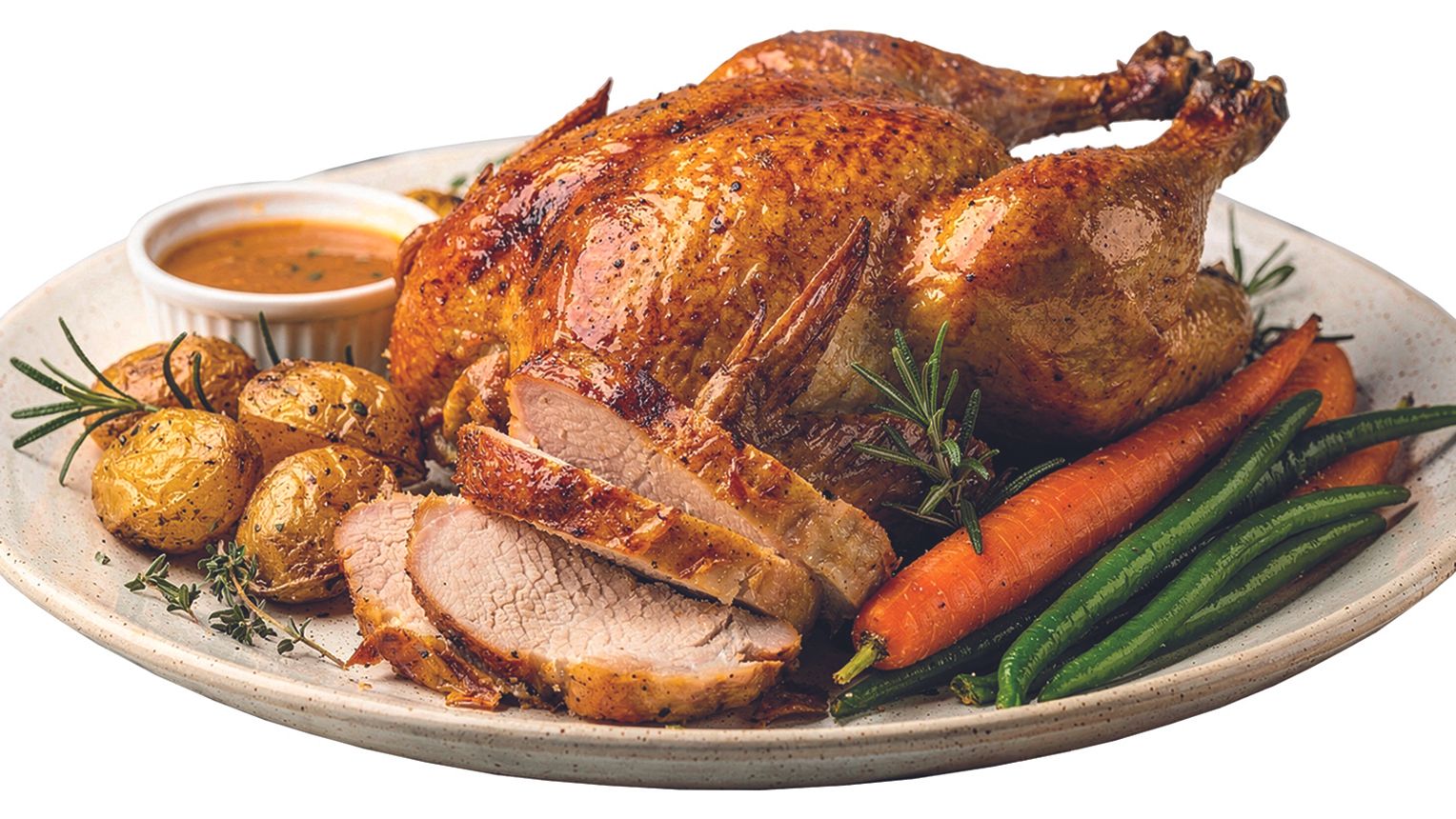 plate of roast chicken and vegetables