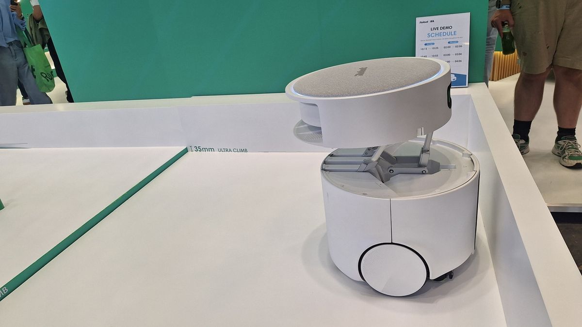 iRobot Roomba Duo robot vacuum being demoed at IFA