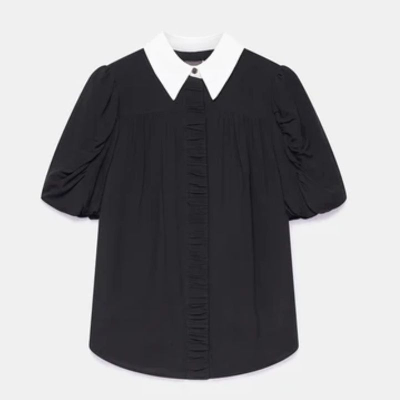 Mint velvet black top / white collar