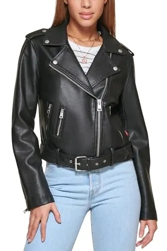 Levi&#039;s, Women Faux Leather Belted Motorcycle Jacket (Was $90) 