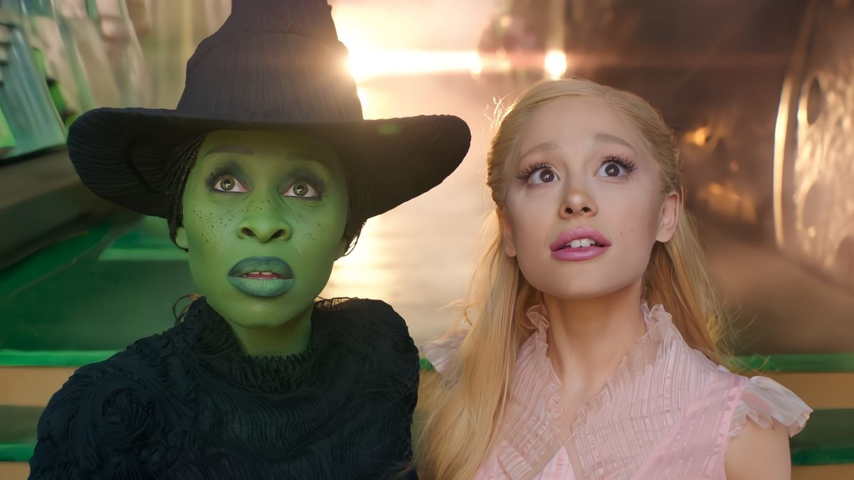 Cynthia Erivo as Elphaba and Ariana Grande as Glinda in &quot;Wicked&quot;