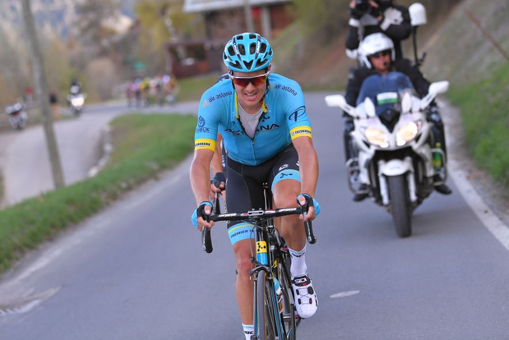 Jakob Fuglsang rides to victory during stage 4 in Romandie