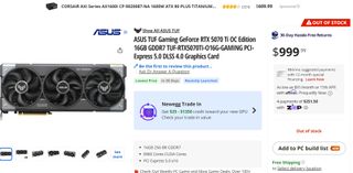 Newegg listing for a graphics card.