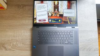 Acer Chromebook Plus 515 review unit on a desk