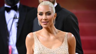 Kim Kardashian arrives at the 2022 Met Gala