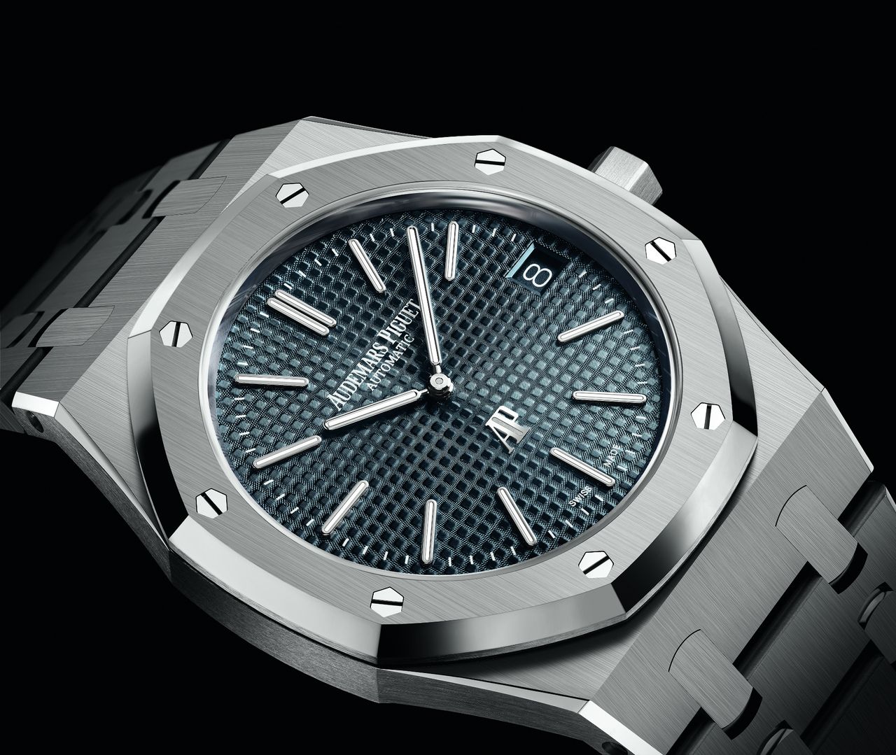 close up of royal oak watch by audemars piguet