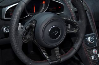 Carbon fiber used in McLaren 650S trim in the steering wheel.