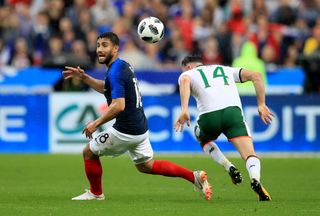Nabil Fekir, left, in action for France against the Republic of Ireland