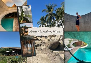 a collage of influencer imagery featuring Puerto Escondido, Mexico