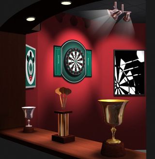 Dart board on wall