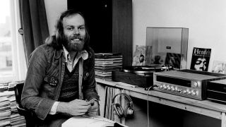 Bon Harris in 1973 sitting with some HiFi equipment