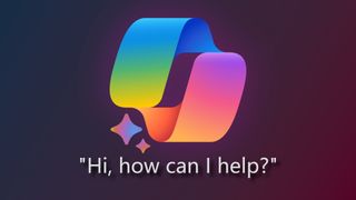 Microsoft Copilot logo with AI sparkle symbol, "Hi, how can I help?" is written below.