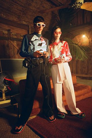 Female and Male Models Wearing Lanvin Clothing