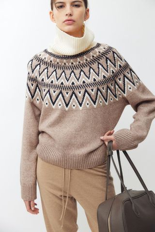 Jacquard-Knit Polo-Neck Jumper