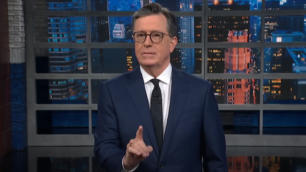 Stephen Colbert gives his opening monologue on The Late Show