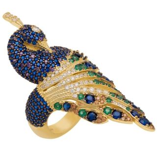 Latelita peacock jeweled cocktail ring