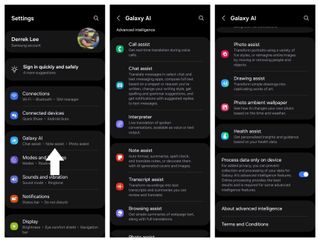 The Galaxy AI menu on One UI 6.1.1