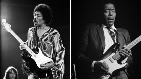 Left&ndash;JIMI HENDRIX at Isle Of Wight Festival 1970; Right&ndash;American blues guitarist and singer Buddy Guy in concert, 1970