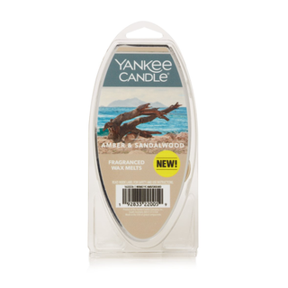 A pack of Yankee Candle amber and sandalwood wax melts