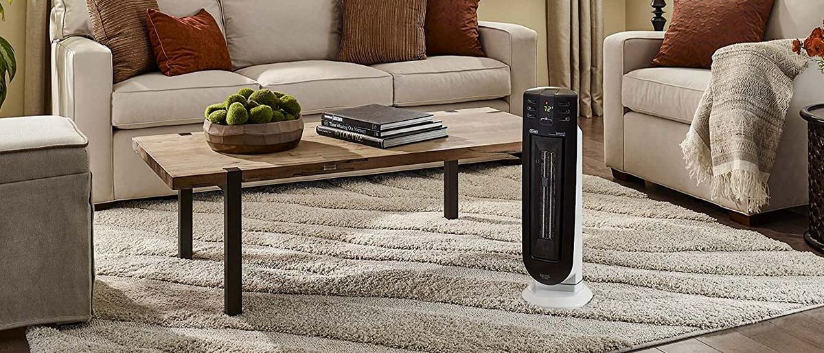 DeLonghi Ceramic Tower Heater in living room