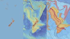 composite image showing maps of new zealand and the lost continent of zealandia 