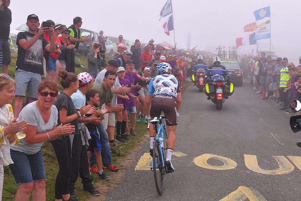 Cyril Gautier attacks near the end of stage 12 at the Tour de France