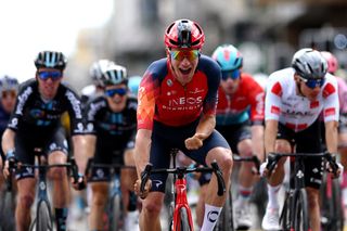 LA CHAUXDEFONDS SWITZERLAND APRIL 27 Ethan Hayter of United Kingdom and Team INEOS Grenadiers celebrates at finish line as stage winner during the 76th Tour De Romandie 2023 Stage 2 a 1627km stage from Morteau to La ChauxdeFonds UCIWT on April 27 2023 in La ChauxdeFonds Switzerland Photo by Dario BelingheriGetty Images