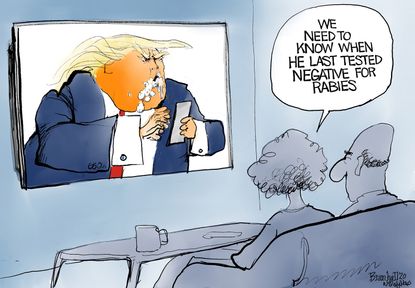 Political Cartoon U.S. Trump Twitter COVID rabies