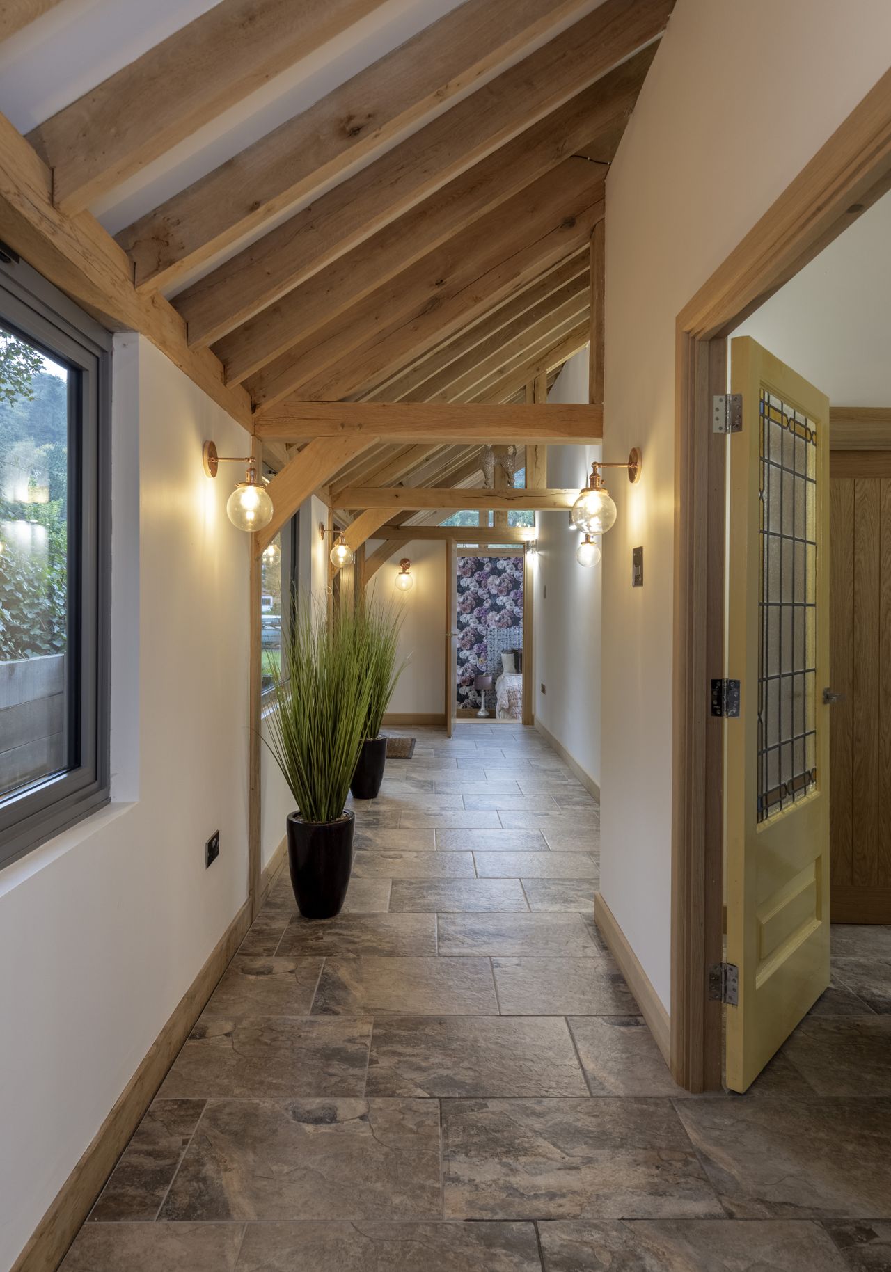 hallway in oak frame self build