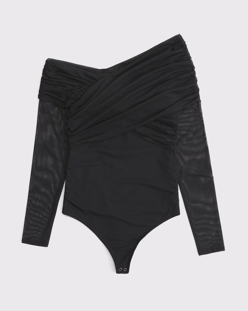 Long-Sleeve Asymmetrical Wrap Bodysuit