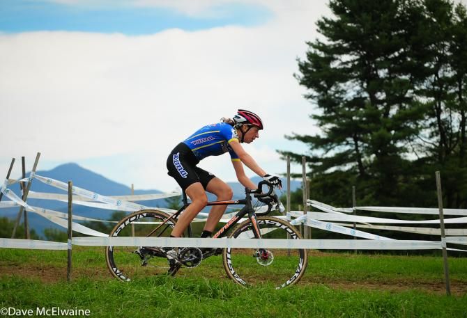 Helen Wyman (Kona Factory Team) at the top of the course with the race lead