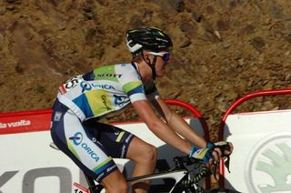 Cameron Meyer (Orica-GreenEdge) in the breakaway during stage 8 at the Vuelta