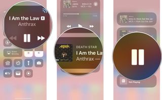 Tap the Now Playing panel, then tap your HomePod panel, then tap play/pause