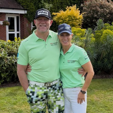 Mike and Zara Tindall in matching green shirts